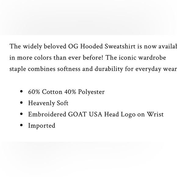 GOAT original hoodie sweatshirtt sz M - Picture 3 of 11